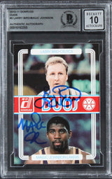 Larry Bird & Magic Johnson Signed 2010 Donruss Duos #2 Card Auto 10! BAS Slabbed