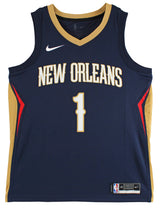 Pelicans Zion Williamson Signed Navy Blue Nike Swingman Jersey Fanatics COA