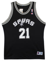 Spurs Tim Duncan Authentic Signed Black Champion Size 48 Jersey BAS #AD64168