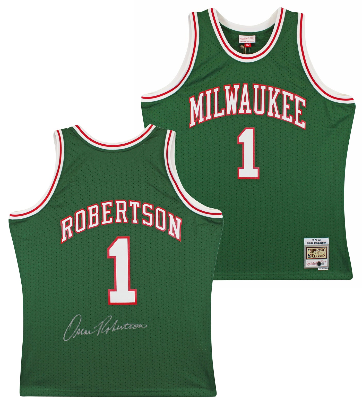 Bucks Oscar Robertson Signed 1970-71 Green M&N Swingman Jersey BAS Witnessed