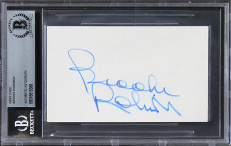 Orioles Brooks Robinson Authentic Signed 3x5 Index Card BAS Slabbed 2