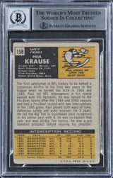 Vikings Paul Krause "HOF 98" Signed 1971 Topps #158 Card Auto 10! BAS Slabbed