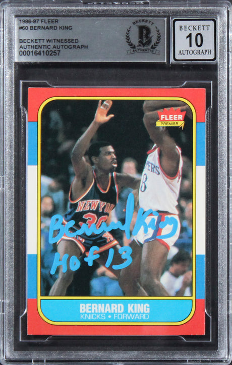 Knicks Bernard King "HOF 13" Signed 1986 Fleer #60 Card Auto 10! BAS Slabbed