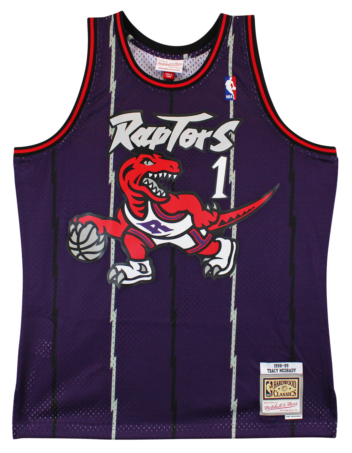 Raptors Tracy McGrady Authentic Signed Purple M&N HWC Swingman Jersey BAS Wit