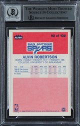 Spurs Alvin Robertson "4x All-Star" Signed 1986 Fleer #92 Card Auto 10! BAS Slab