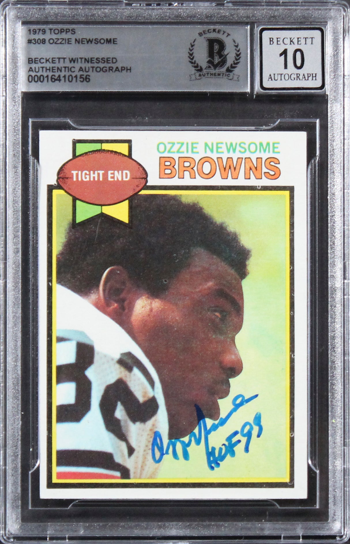 Browns Ozzie Newsome "HOF 99" Signed 1979 Topps #308 Card Auto 10! BAS Slabbed