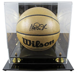 Lakers Magic Johnson Signed Gold Wilson 75th Anniversary Basketball w/case BAS W