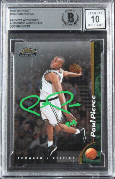 Celtics Paul Pierce Signed 1998 Finest #235 Rookie Card Auto 10! BAS Slabbed