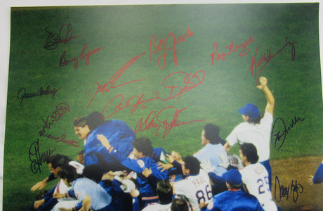 1986 New York Mets WS Team Signed 16x20 Photo JSA 30 Signatures! I