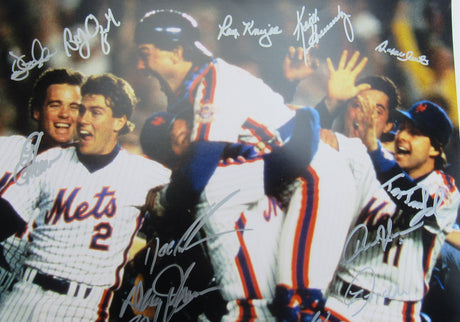 1986 New York Mets WS Team Signed 16x20 Photo JSA 30 Signatures! II