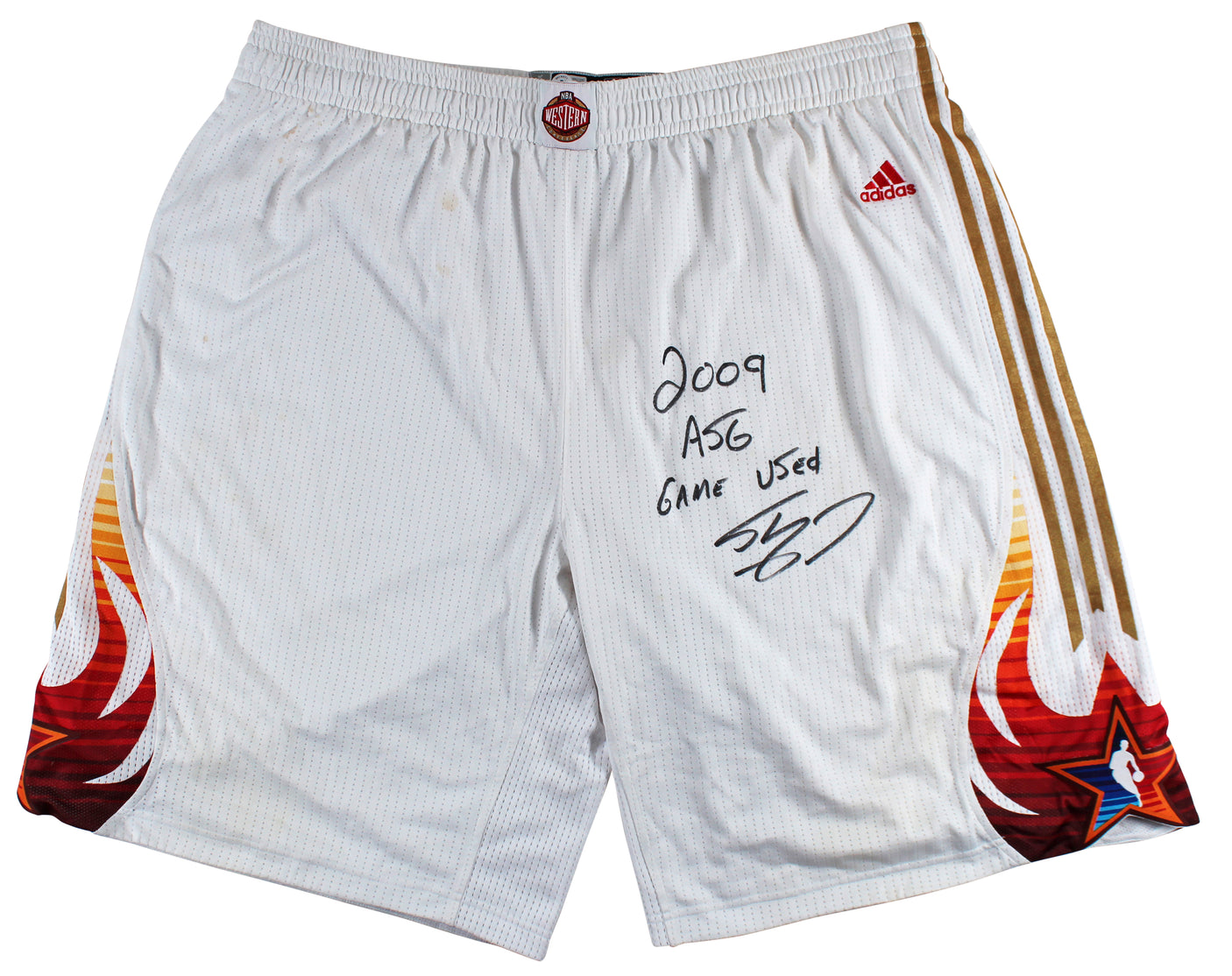 Shaquille O'Neal 2009 ASG Game Used Signed White Adidas Shorts Photo Matched BAS