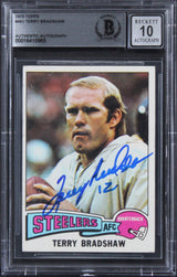 Steelers Terry Bradshaw Signed 1975 Topps #461 Card Auto 10! BAS Slabbed