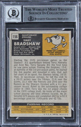 Steelers Terry Bradshaw "HOF 89" Signed 1971 Topps #156 RC Card Auto 10 BAS Slab