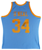 Lakers Shaquille O'Neal Signed Blue TB MLSP M&N HWC Swingman Jersey BAS Witness