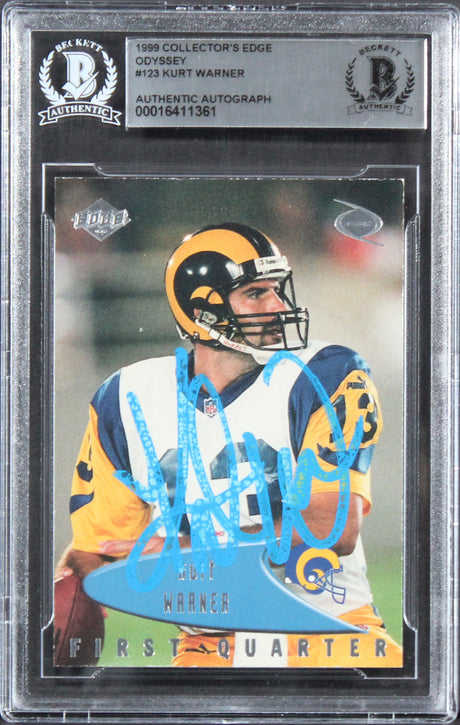 Rams Kurt Warner Signed 1999 Collector's Edge Odyssey #123 Card BAS Slab 2