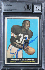 Browns Jim Brown Authentic Signed 1961 Topps #71 Card Auto 10! BAS Slabbed