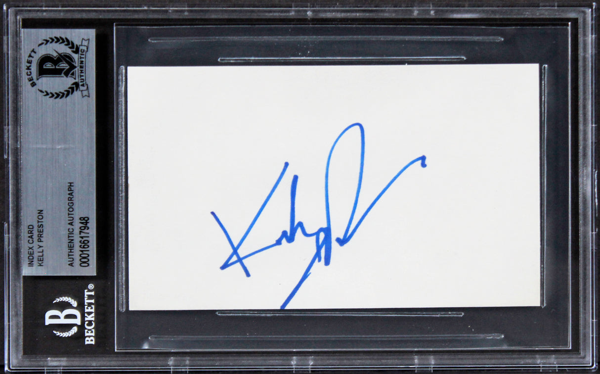 Kelly Preston Twins Authentic Signed 3x5 Index Card Autographed BAS Slabbed