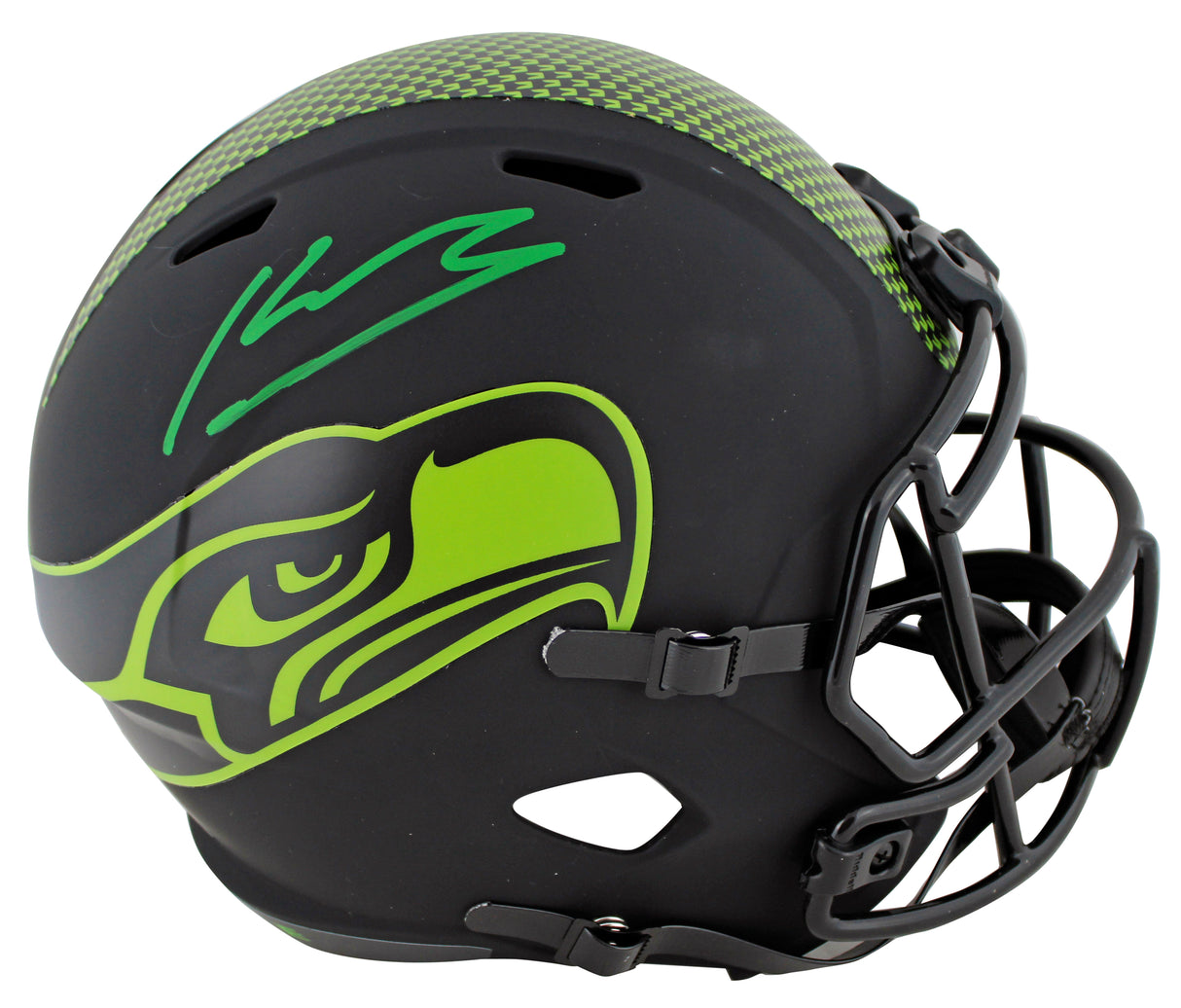 Seahawks Kenneth Walker III Signed Eclipse Full Size Speed Rep Helmet BAS Wit