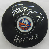 Pierre Turgeon Signed Auto Autograph Islanders Logo Hockey Puck w/ Insc JSA Witnessed