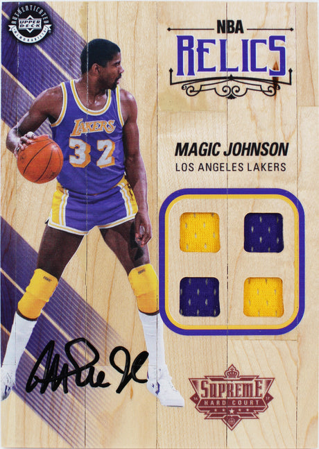 Lakers Magic Johnson Signed 5x7 Upper Deck Supreme Hard Court Card BAS #MJ17479