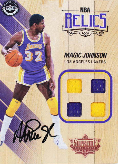 Lakers Magic Johnson Signed 5x7 Upper Deck Supreme Hard Court Card BAS #MJ17480