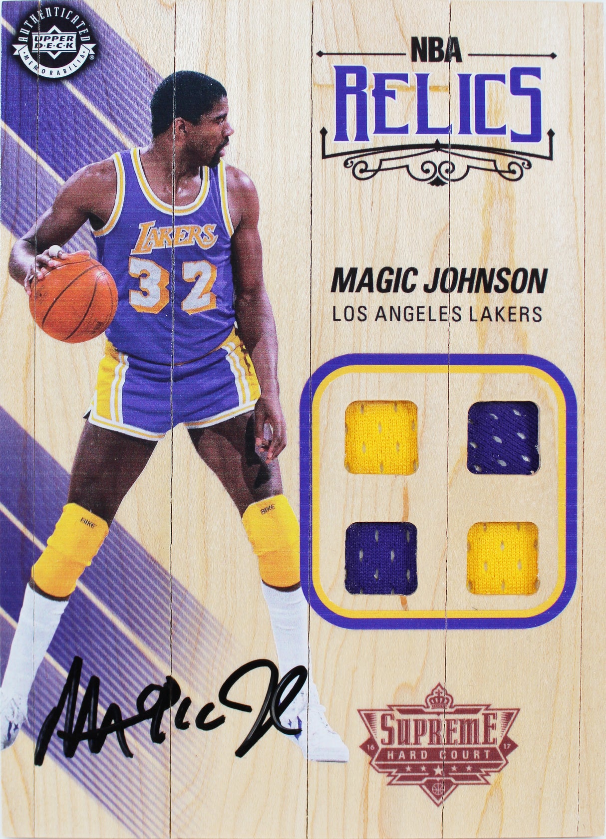 Lakers Magic Johnson Signed 5x7 Upper Deck Supreme Hard Court Card BAS #MJ17478