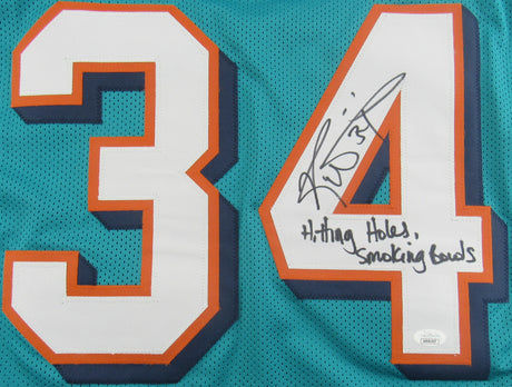 Ricky Williams Signed Auto Autograph Replica Dolphins Jersey w/ Hitting Holes Insc JSA Witness