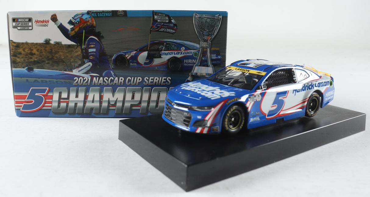 Kyle Larson Signed 2021 NASCAR #5 Hendrickcars.com - Cup Champion - 1:24 Premium Action Diecast Car (PA)