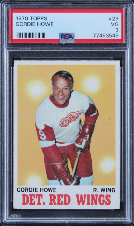 Red Wings Gordie Howe 1970 Topps #29 Card Graded VG-3 PSA Slabbed