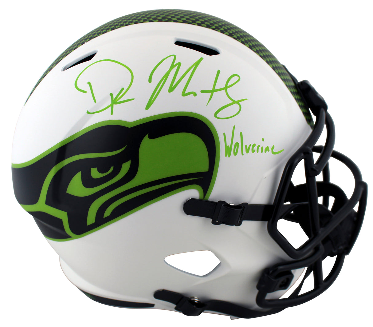 Seahawks DK Metcalf Wolverine Signed Lunar F/S Speed Proline Helmet w Case BAS W