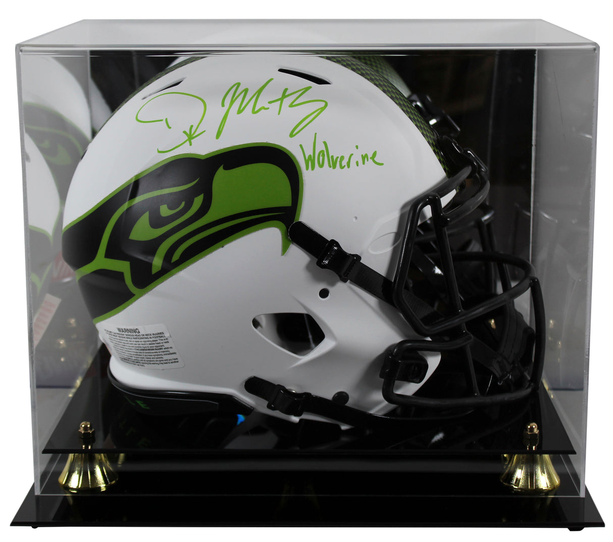 Seahawks DK Metcalf Wolverine Signed Lunar F/S Speed Proline Helmet w Case BAS W