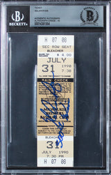 Rangers Nolan Ryan "300th Win" Signed July 31, 1990 Ticket Stub Auto 10 BAS Slab