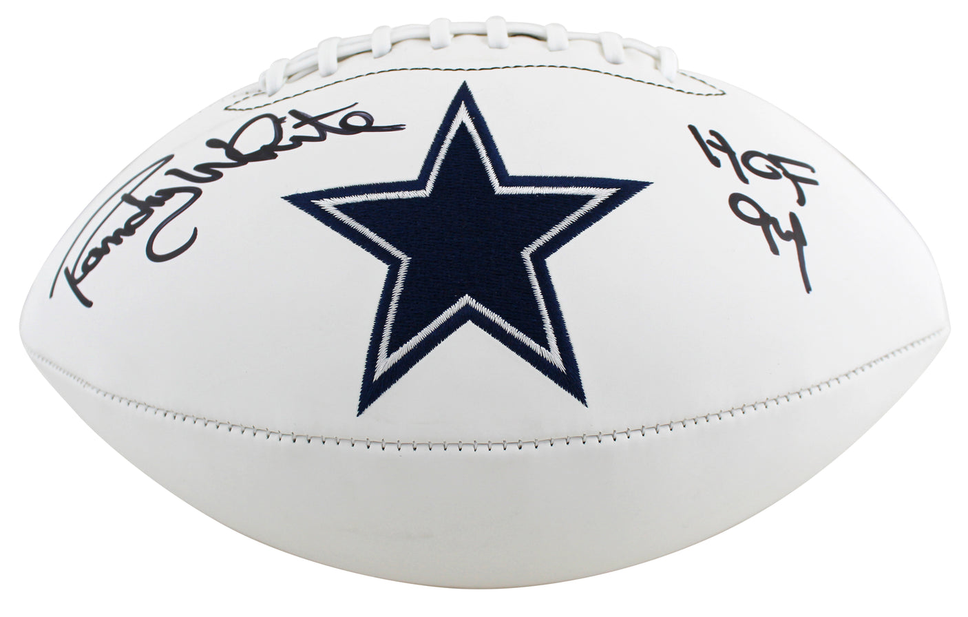 Cowboys Randy White "HOF 94" Signed Wilson White Panel Logo Football BAS Witness