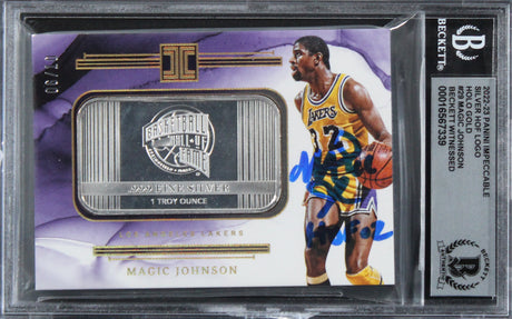 Magic Johnson "HOF" Signed 2022 Panini Silver HG #29 #6/10 Card Auto 10 BAS Slab