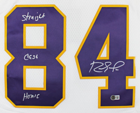 Vikings Randy Moss "Straight Cash Homie" Signed White M&N Jersey BAS Witnessed