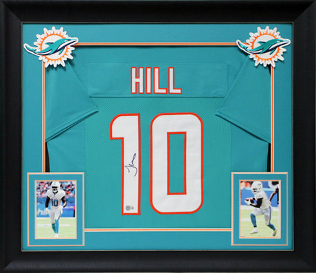 Dolphins Tyreek Hill Authentic Signed Teal Pro Style Framed Jersey BAS Witnessed