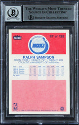 Rockets Ralph Sampson "HOF 12" Signed 1986 Fleer #97 Card Auto 10! BAS Slabbed