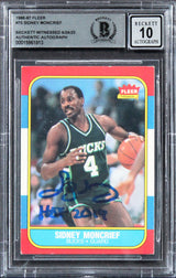 Bucks Sidney Moncrief "HOF 2019" Signed 1986 Fleer #75 Card Auto 10! BAS Slabbed