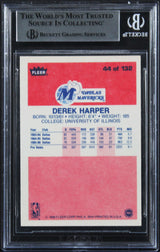 Mavericks Derek Harper Authentic Signed 1986 Fleer #44 Rookie Card BAS Slabbed