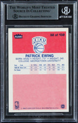 Knicks Patrick Ewing "HOF 08" Signed 1986 Fleer #32 RC Card Auto 10! BAS Slabbed