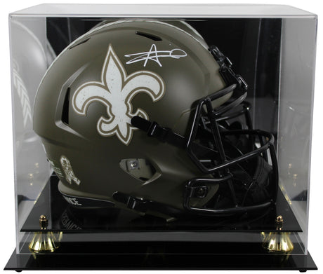 Saints Alvin Kamara Signed Salute To Service F/S Speed Rep Helmet w/ Case BAS W