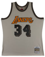 Lakers Shaquille O'Neal Signed Light Grey M&N HWC Swingman Jersey BAS Witnessed