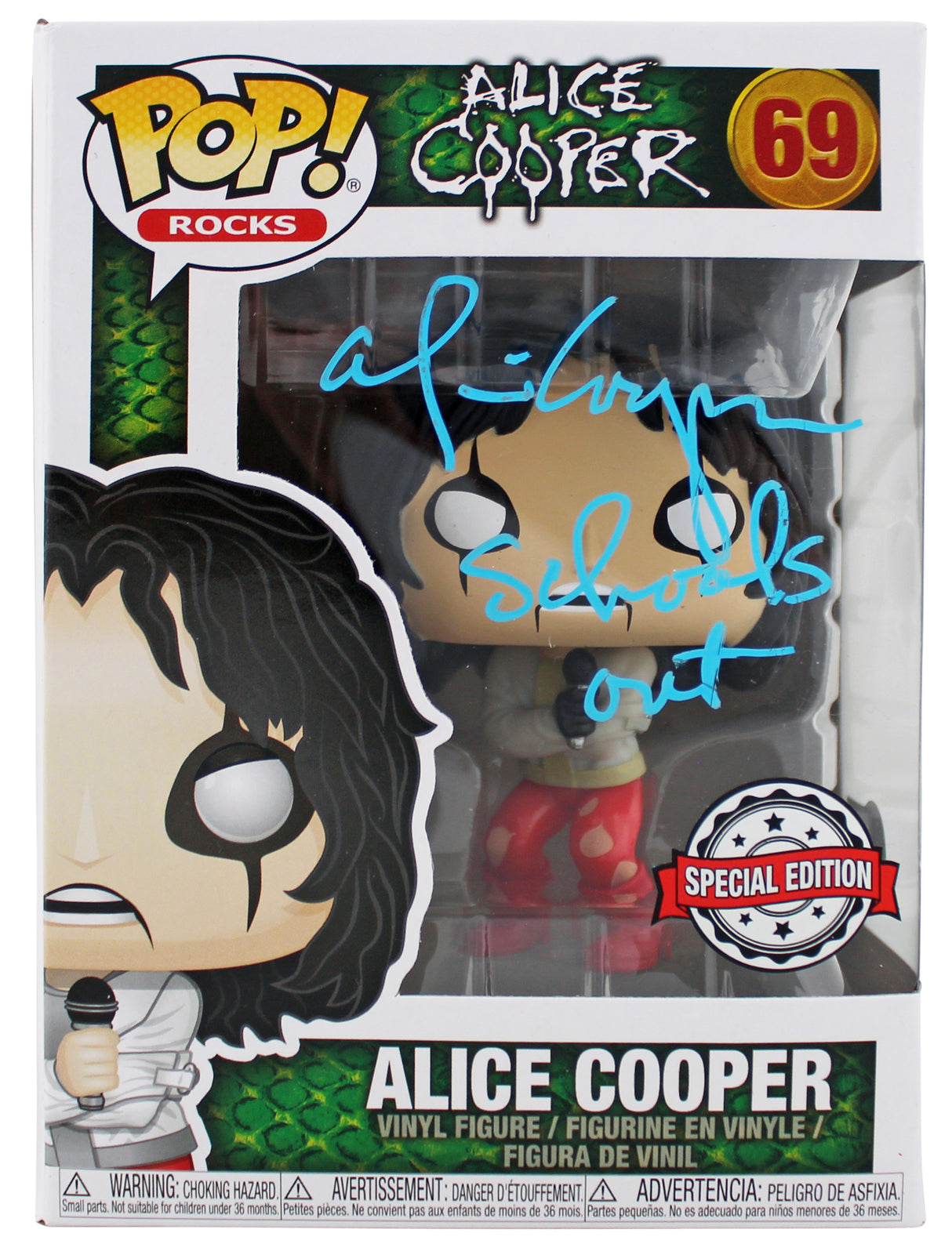 Alice Cooper "Schools Out!" Signed #69 Funko Pop Vinyl Figure BAS Wit #1W793267