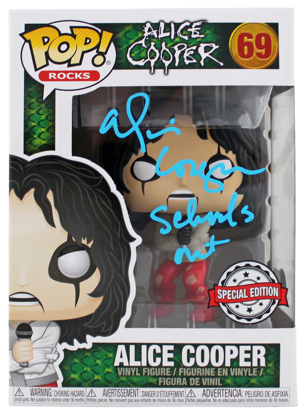 Alice Cooper "Schools Out!" Signed #69 Funko Pop Vinyl Figure BAS Wit #1W793250