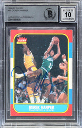 Mavericks Derek Harper Signed 1986 Fleer #44 Rookie Card Auto 10! BAS Slabbed