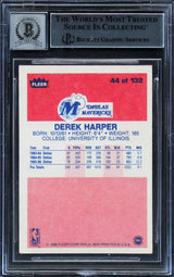 Mavericks Derek Harper Signed 1986 Fleer #44 Rookie Card Auto 10! BAS Slabbed