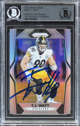 Steelers T.J. Watt Signed 2017 Panini Prizm #216 Rookie Card BAS Slabbed