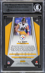 Steelers T.J. Watt Signed 2017 Panini Prizm #216 Rookie Card BAS Slabbed