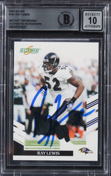 Ravens Ray Lewis Signed 2007 Score #181 Card Auto Graded Gem Mint 10! BAS Slab