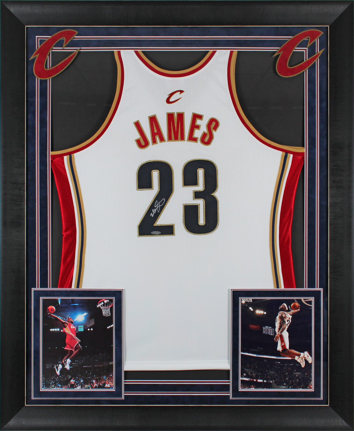 Cavaliers LeBron James Authentic Signed White Framed Jersey UDA #BAJ47518